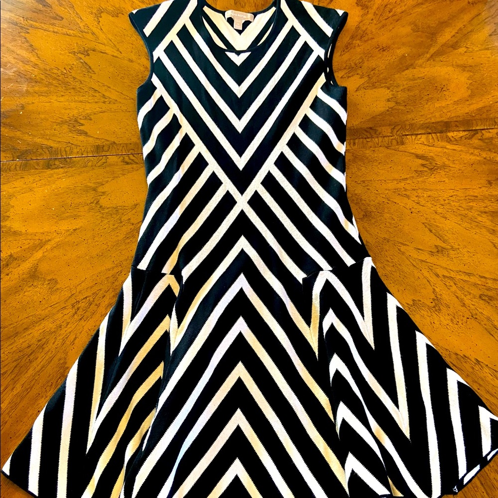Banana Republic Black & White Chevron Sleeveless Sweater Dress